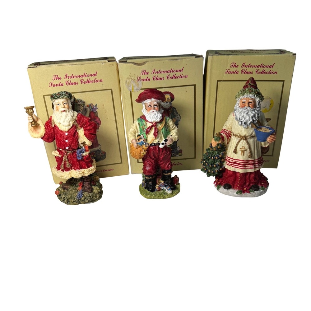 International Santa Claus‎ Collection Set of 3 Vintage Christmas Figurines